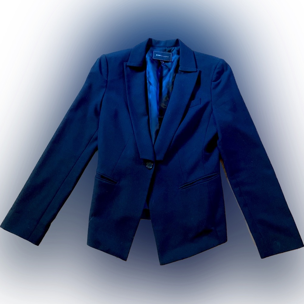 BCBG Max Azria Single-Breasted Blazer-Black-Size Medium